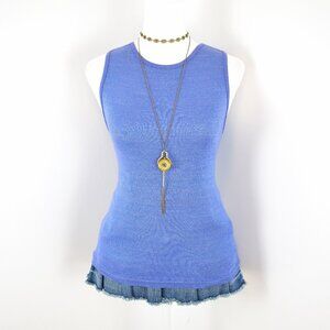 Vintage 2000s Y2K Michael Stars Blue Sleeveless Muscle Tank Top Size OSFM
